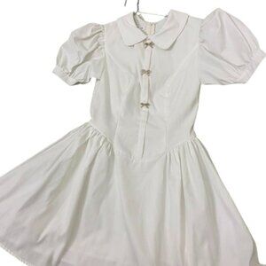 White Puff Sleeve Peter Pan Collar Mini Dress